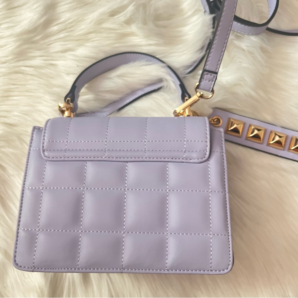Aldo Lavender Quilted Crossbody Satchel with Gold Hardware - Picture 6 of 13